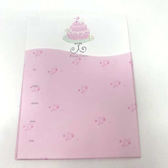 Vivian Claire 2 Pack Pink Birthday Cake Party Invitations Envelopes Vellum Inser - Picture 1 of 10